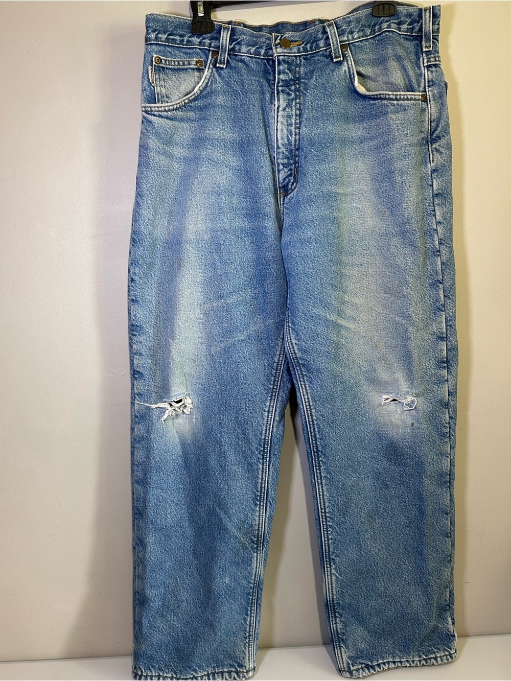 Carhartt Vintage Lined Jeans 36x30 Distressed Faded Workwear Denim USA